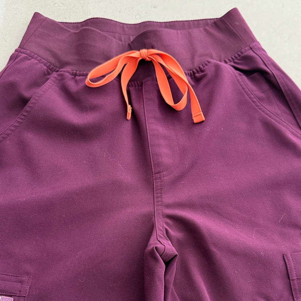 Figs Plum Jogger Pants with Coral Accent